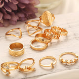 13 Piece Medallion Ring Set With Austrian Crystals 18K Gold Plated Ring ITALY Design - Anniman Home Shop