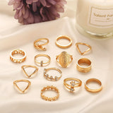 13 Piece Medallion Ring Set With Austrian Crystals 18K Gold Plated Ring ITALY Design - Anniman Home Shop