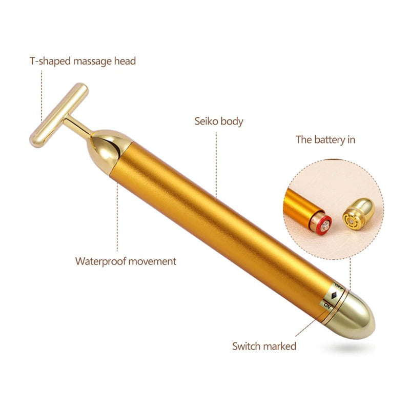 Energy 24K Gold T Beauty Bar Facial Roller Massager - Anniman Home Shop