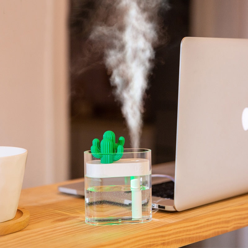 Air Humidifier Clear Cactus Color Light USB Essential Oil Diffuser - Anniman Home Shop